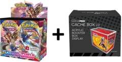 MINT Pokemon SWSH1 Sword & Shield Base Set Booster Box PLUS Acrylic Ultra Pro Cache Box 2.0 Protector